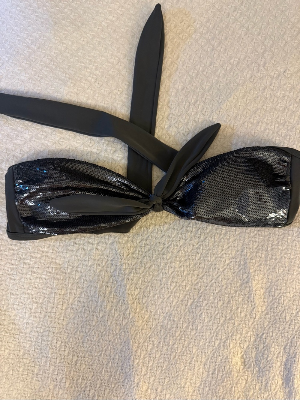 aerie Black Sequin bikini strapless top